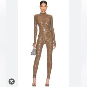 POSTER GIRL Metallic Brown Jumpsuit